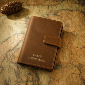 Perrsonalised Genuine Leather Single Passport Holder with Name