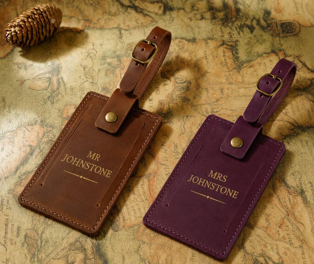 Personalised Leather Luggage Tags Matching Set
