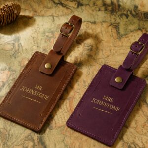 Personalised Leather Luggage Tags Matching Set