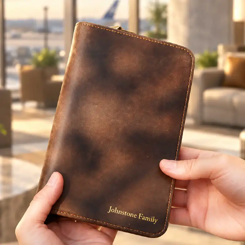 Personalised Leather Family Travel Wallet | 4 Passport Holder