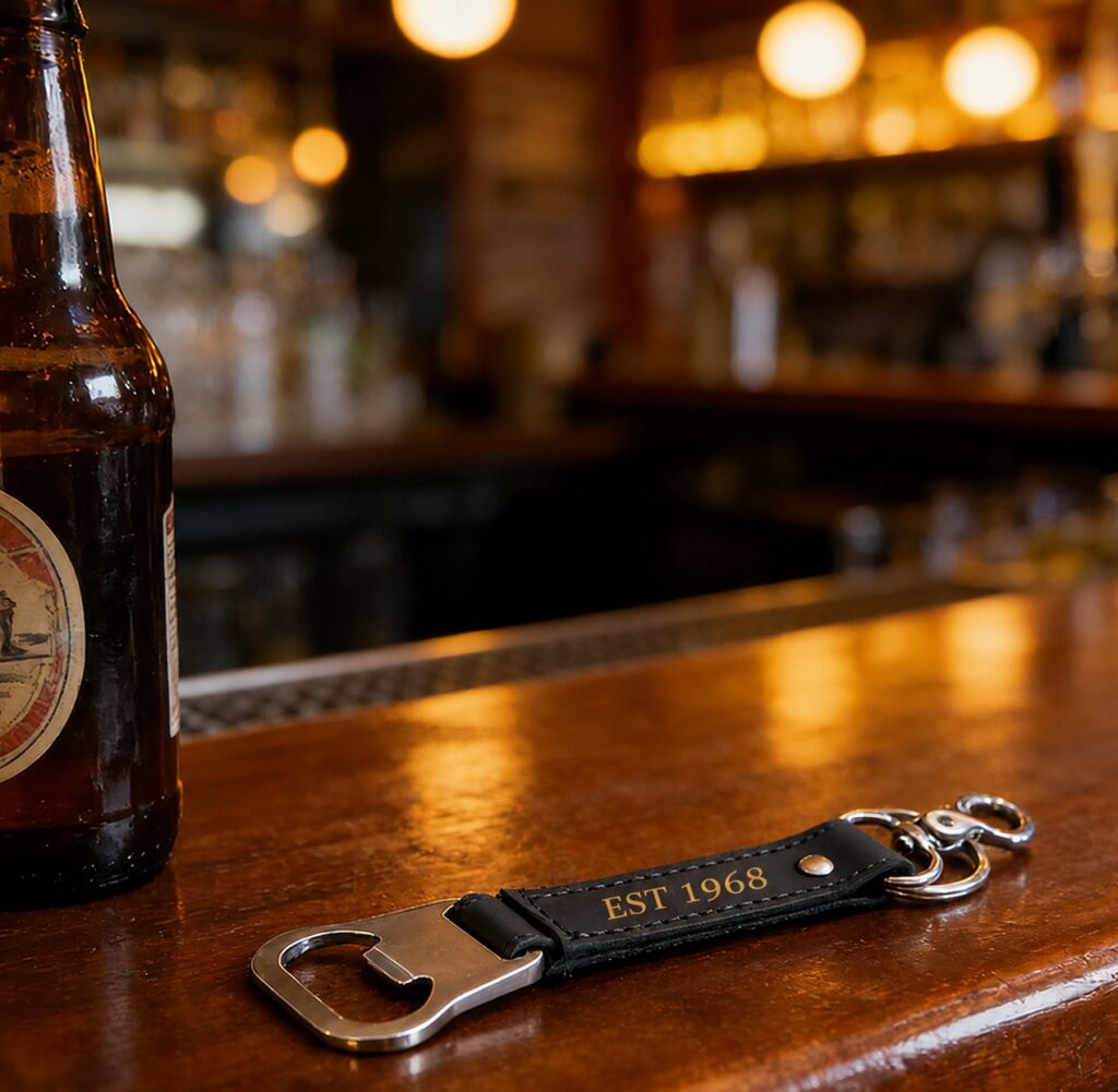 Personalised Leather Bottle Opener Keyring Australia